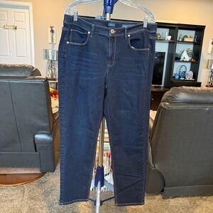 J.Jill high-rise straight leg dark blue jeans, size 16